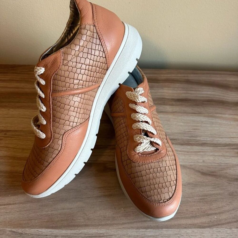 Marc Joseph Gramercy Women 9.5 Tan Croc Leather Sneakers Made Brazil New Box - Picture 14 of 16